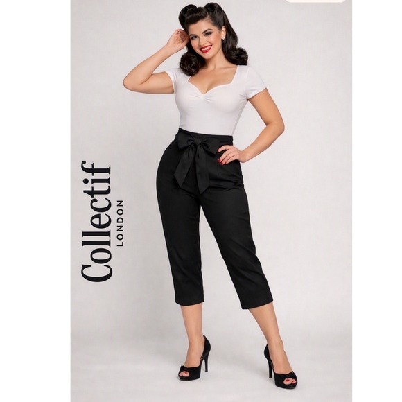 Collectif London Pants - Collectif London Eugenia Capri Pants in Black, Women's Size 4XL US 18/UK 22, NWT